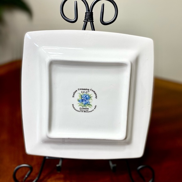 PLATE ITALIAN CERAMICS COMPANY I.C.C. Florence Calla Lily 8"X8" Collectible - Picture 7 of 10